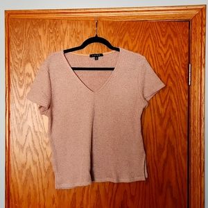 Fore v neck knit top in tan color,  size medium